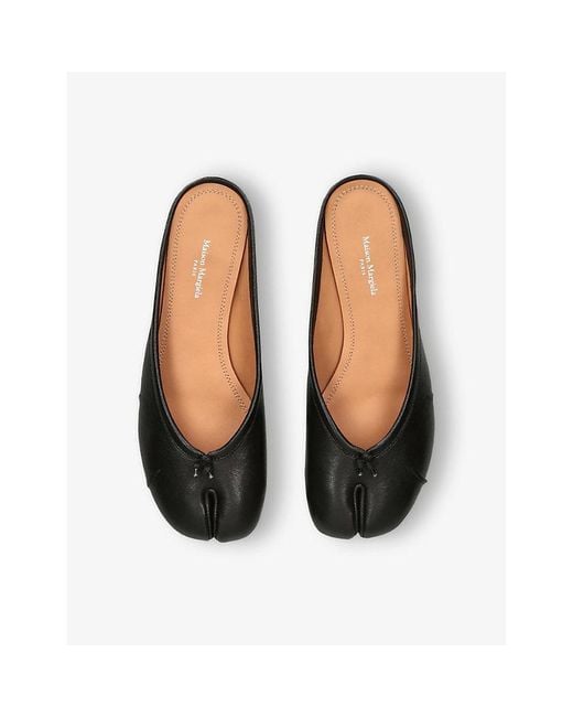 Maison Margiela Black Tabi Split-Toe Leather Ballet Flats