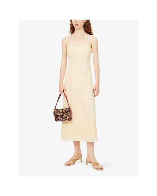 Reformation Natural Milica Sweetheart-Neck Georgette Midi Dress