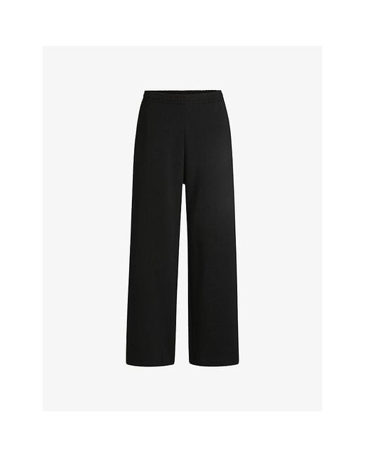 HUGO Black Wide-Leg Loose-Fit Cotton-Blend Jogging Bottoms