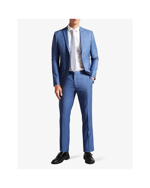 Ted Baker Blue Camdets Slim-fit Mid-rise Wool Suit Trousers for men