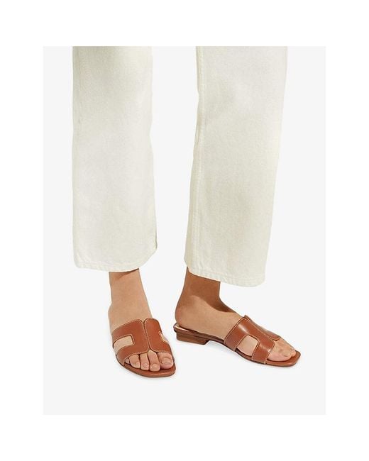 Dune Brown Loupe Wide-Fit Leather Sandals