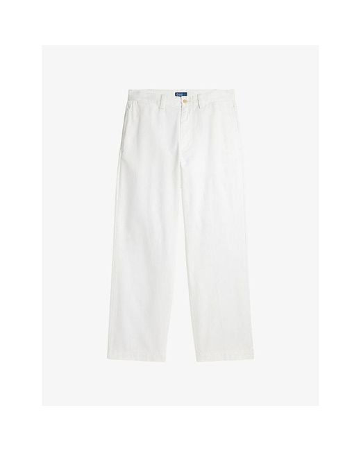 Polo Ralph Lauren White Straight-Leg Mid-Rise Cotton Trousers