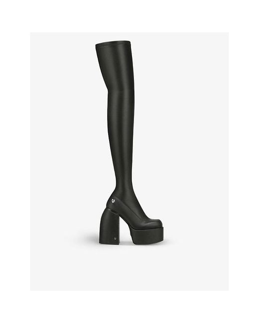 boca cheque Post impresionismo Naked Wolfe Juicy Faux-leather Thigh-high Heeled Boots in Black | Lyst