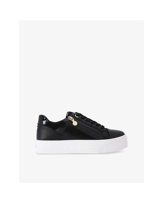 Carvela Kurt Geiger Black Statement Zip Faux-Leather Low-Top Trainers