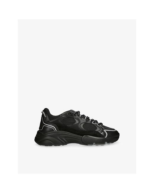 Cleens Black Pulse Runner Leather And Mesh Trainers for men