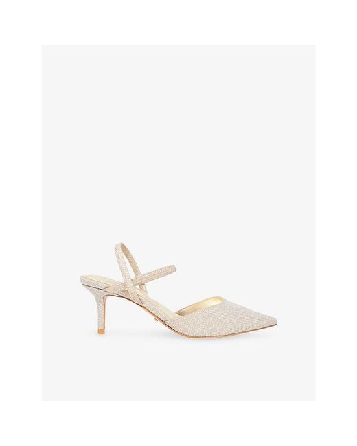 Dune White Classical Heeled Woven Courts