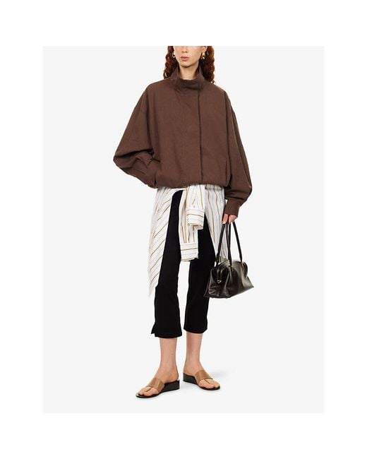 Dissh Brown Rory High-Neck Cotton And Linen-Blend Track Jacket