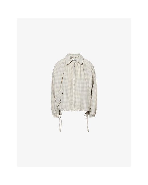 Damson Madder White Lailah Gingham Woven Bomber Jacket