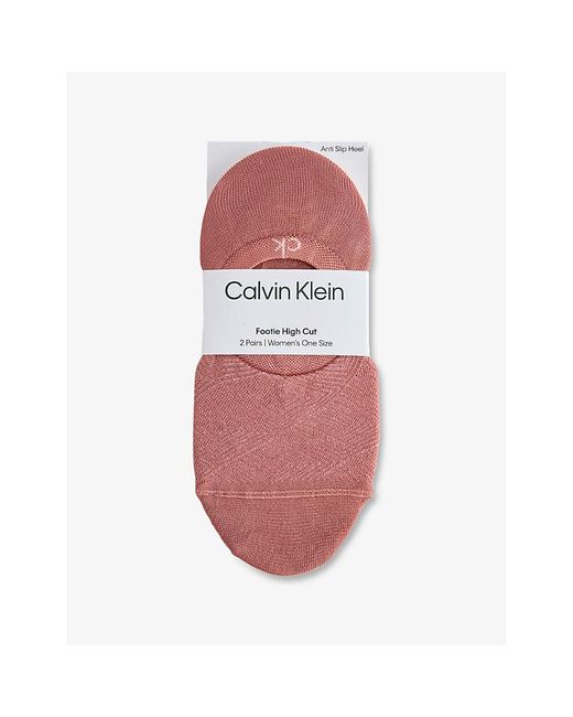 Calvin Klein Red Footie High-Cut Pack Of Two Mesh Liner Socks