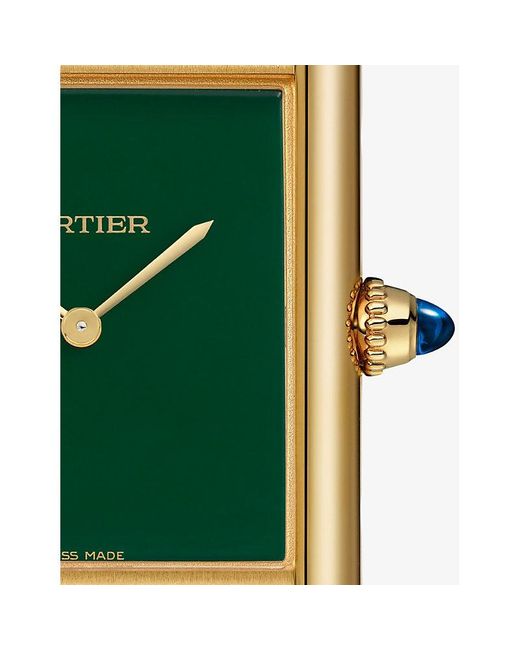 Cartier Green Crwgta0286 Tank Louis Large 18Ct- And Leather Mechanical Watch