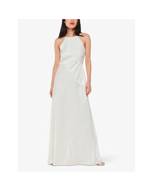 Whistles White Eileen High-neck Silk Maxi Wedding Dress