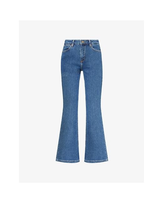 Donna Ida Blue Love Flared Straight-Leg Mid-Rise Stretch-Denim Jeans