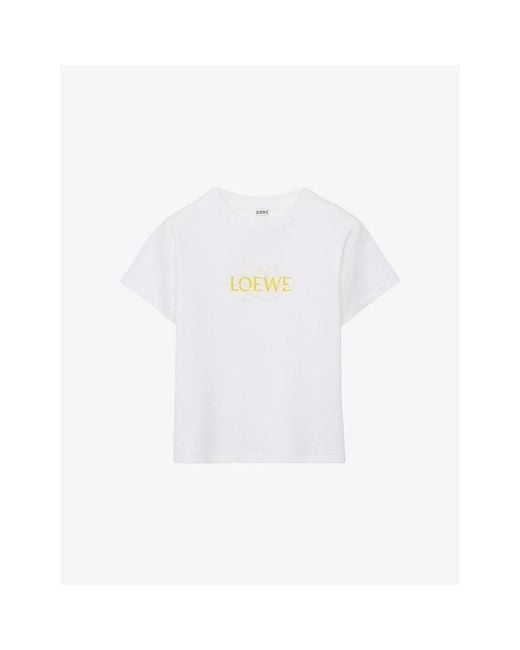 Loewe White Embroidered-Logo Cotton T-Shirt
