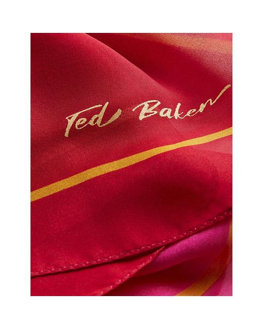 Ted Baker Red Daavina Logo-print Silk Scarf