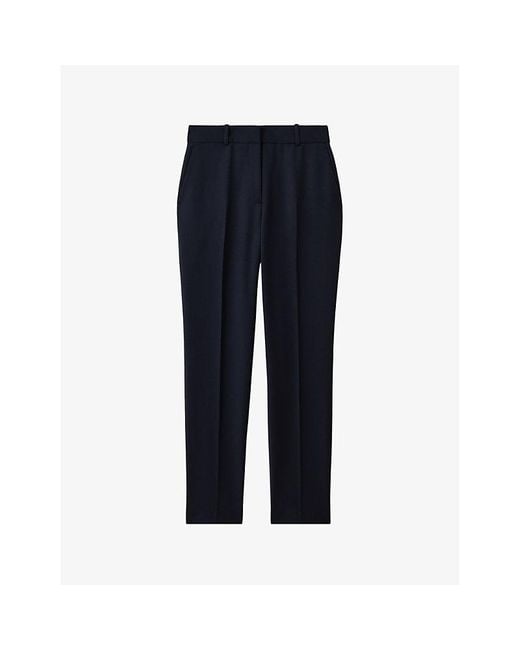 Reiss Blue Gabi Slip-Pocket Slim-Leg Mid-Rise Woven Trousers