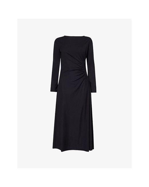 Weekend by Maxmara Black Romania Ruched-panel Stretch-woven Midi Dress