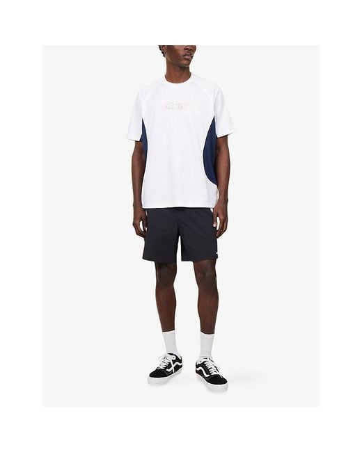 Obey Blue Onset Contrast-Stripe Woven Shorts for men
