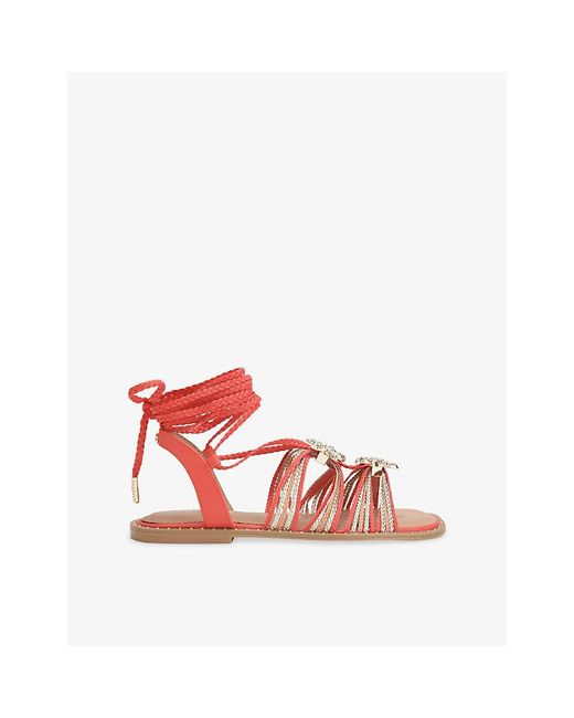 Carvela Kurt Geiger Red Marina Faux-Leather Sandals