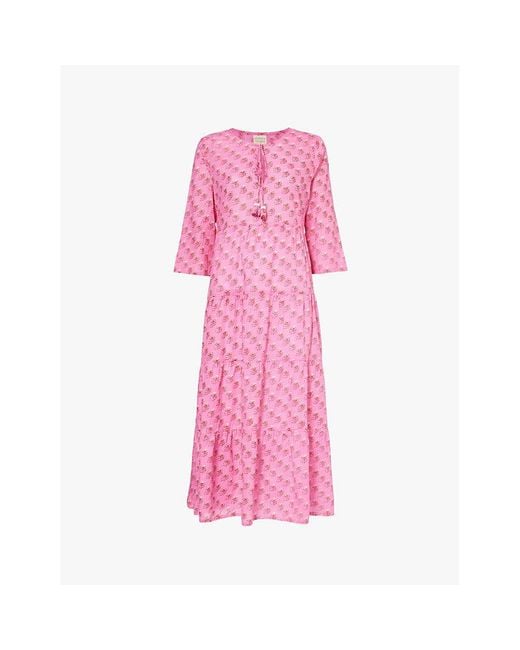 Aspiga Pink Emma Graphic-Print Cotton Midi Dress