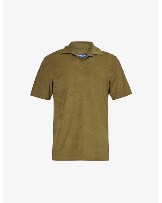 Frescobol Carioca Green Faustino Collared Regular-fit Terry Cotton-blend Polo Shirt for men