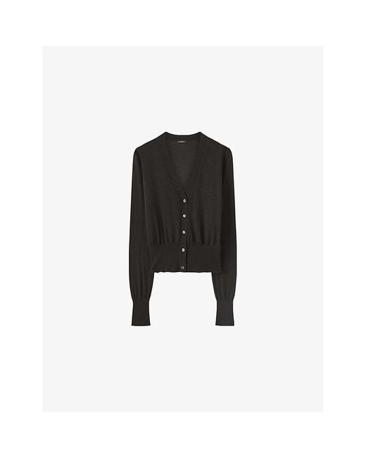 Joseph Black Cashair V-Neck Cashmere Cardigan