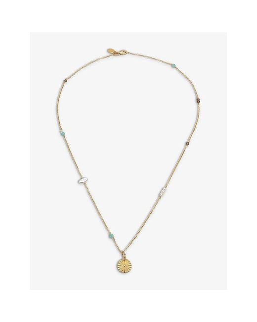 La Maison Du Couturier Metallic With Love Darling Innovation Gaia 14Ct-Plated Sterling- Gemstone, And Peal Necklace