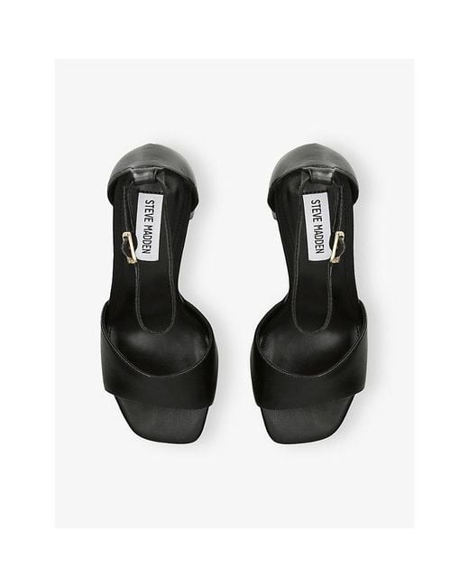 Steve Madden Black Missty 017 Leather Heeled Sandals