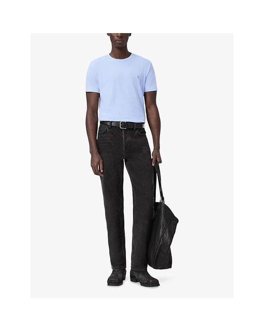 AllSaints Blue Tonic Logo-Embroidered Slim-Fit Cotton T-Shirt for men