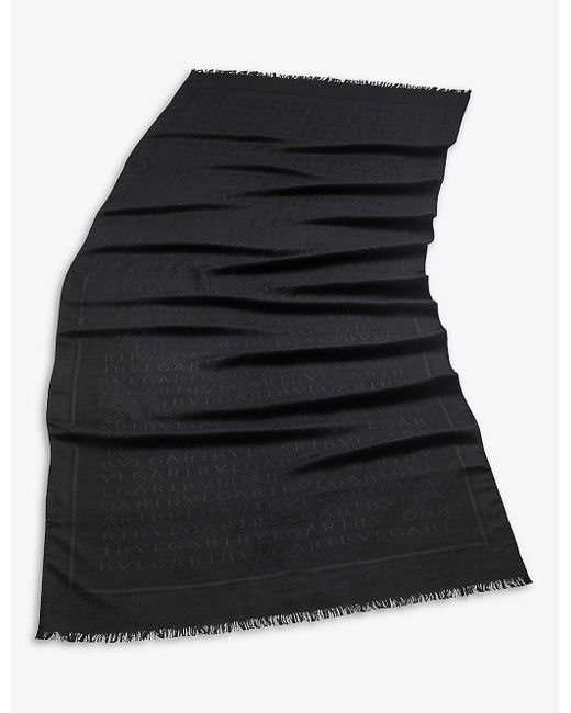 BVLGARI Black Lettere Maxi Brand-pattern Wool And Silk Stole