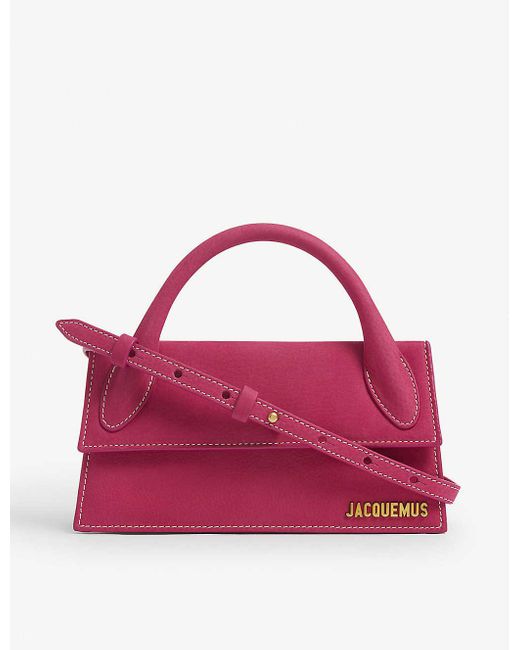 Jacquemus Pink Le Chiquito Long Suede Top Handle Bag