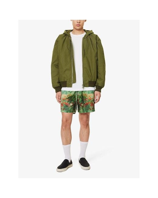 Acne Green Padded Relaxed-fit Cotton-canvas Hooded Bomber Jacket for men
