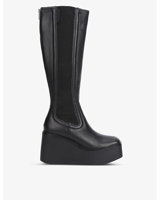 Kurt Geiger Black Stately Chunky-sole Leather Knee-high Boots