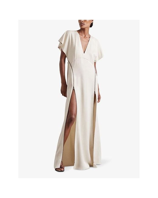 Reiss Natural X Atelier Leena Flute-Sleeve Virgin Wool-Blend Maxi Dress