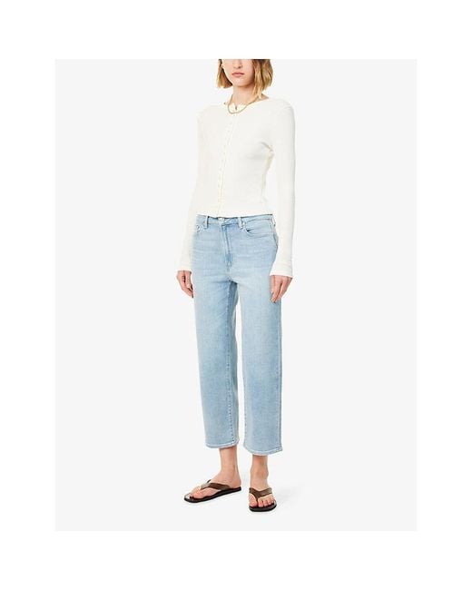 PAIGE Blue Stevie Crop High-Rise Cotton Denim Jeans