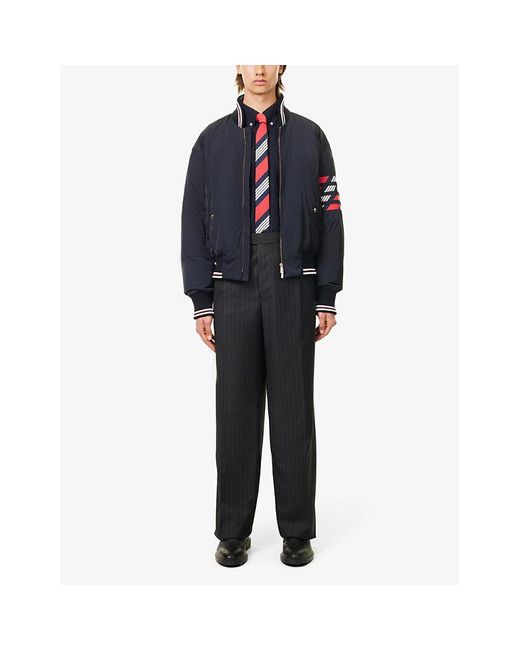 Thom Browne Blue Vy Four-bar Brand-patch Regular-fit Cotton Shirt for men