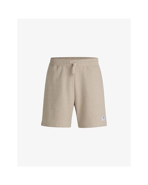 HUGO Natural Drawstring-Waistband Cotton-Jersey Shorts for men