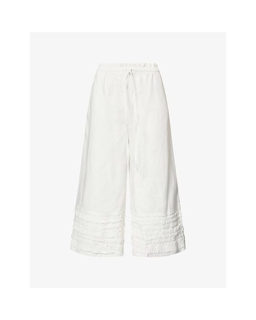 Damson Madder White Florintina Frilled Cotton Bloomer Trousers