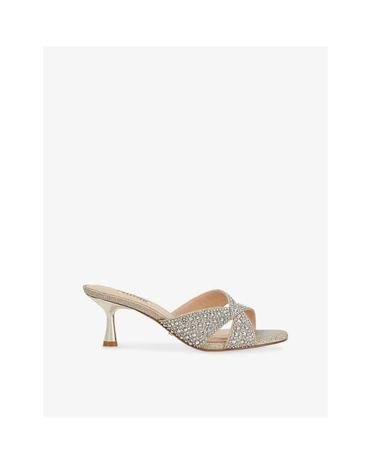Dune White Monette Crystal-Embellished Heeled Sandals