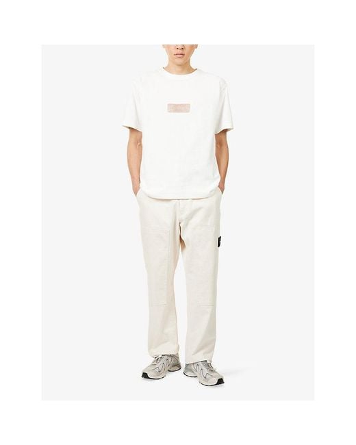 Stone Island White Brand-Print Crewneck Cotton-Jersey T-Shirt for men