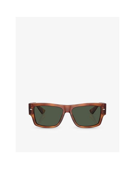 Dolce & Gabbana Green Dg4451 Rectangle-frame Acetate Sunglasses