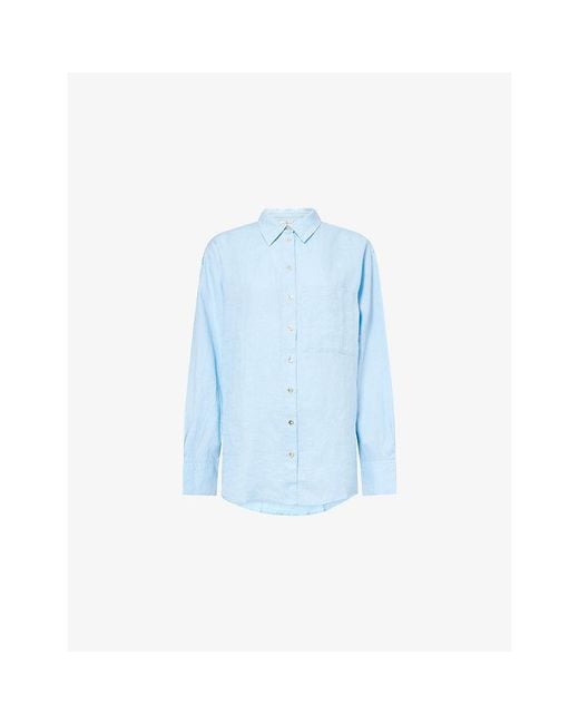 Heidi Klein Blue Ponza Relaxed-Fit Linen Beach Shirt