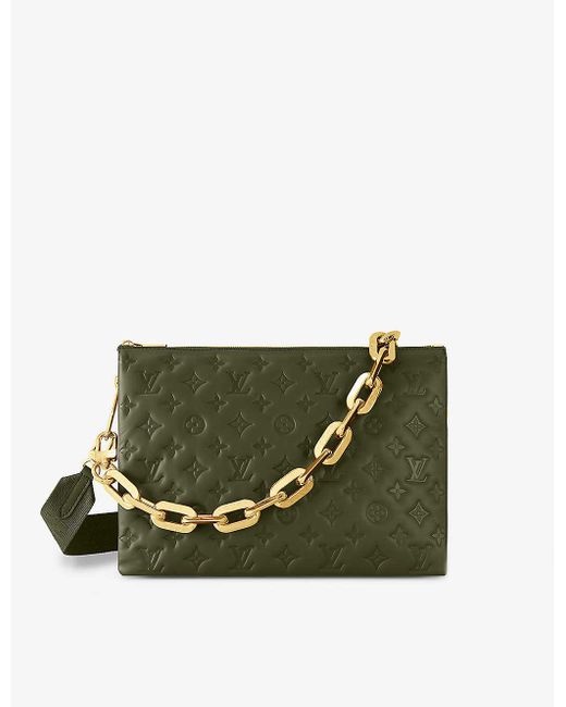 Louis Vuitton Green Coussin Mm Logo-embossed Leather Shoulder Bag