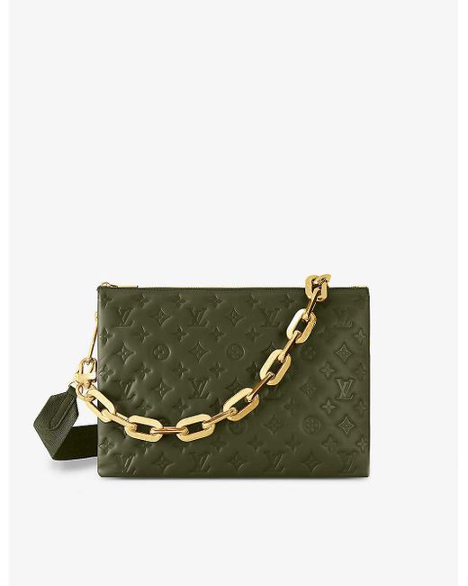 Louis Vuitton Coussin Mm Logoembossed Leather Shoulder Bag in Green Lyst