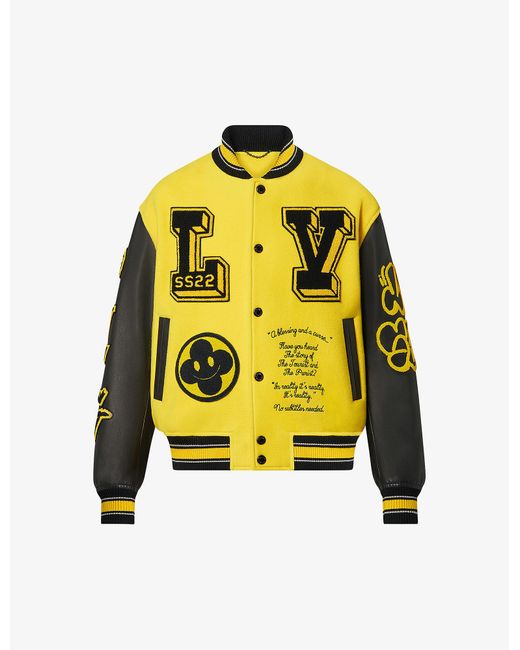 Louis Vuitton Yellow Logo-embroidered Wool And Leather Varsity Jacket for men