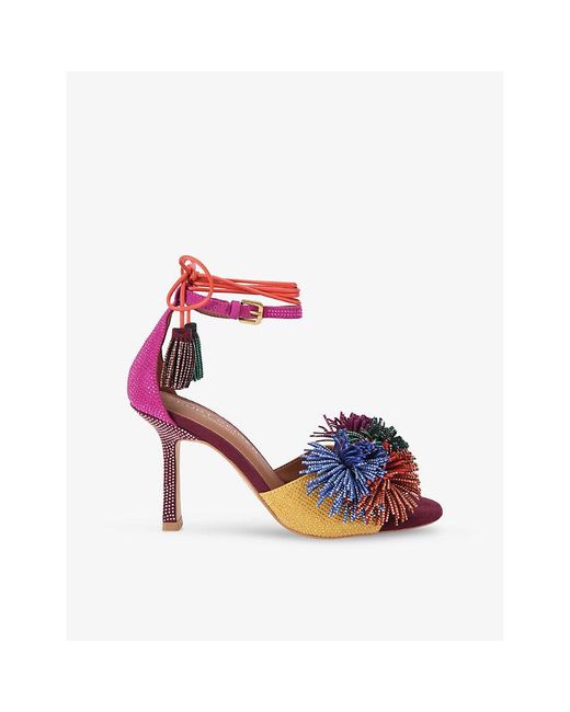 Kurt Geiger Pink Pom Pom Suede Heeled Sandals