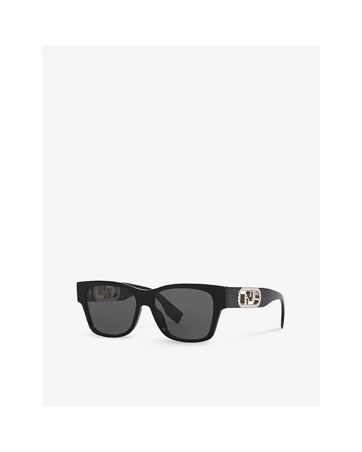 Fendi Gray Fe40081i Irregular-frame Acetate Sunglasses