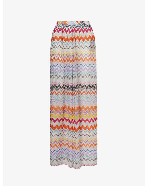 Missoni Multicolor Abstract-pattern Wide-leg Mid-rise Knitted Trousers