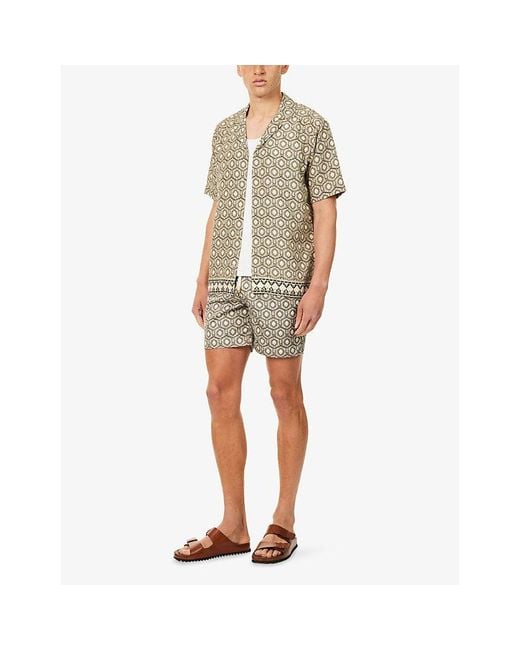Orlebar Brown Natural Maitan Passetto Printed Woven Shirt for men