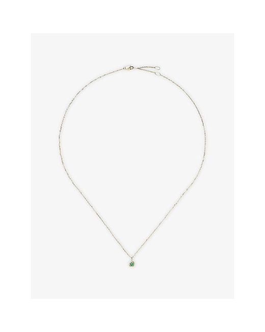 Missoma White Fine May Birthstone 18Ct And Emerald Pendant Necklace