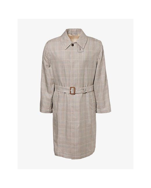 Dunhill Gray Prince Of Wales Check-Pattern Cotton And Silk-Blend Coat for men